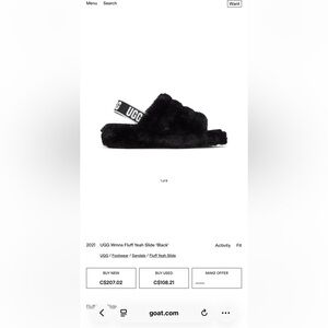 UGG Black Fluffy Slide Sandals